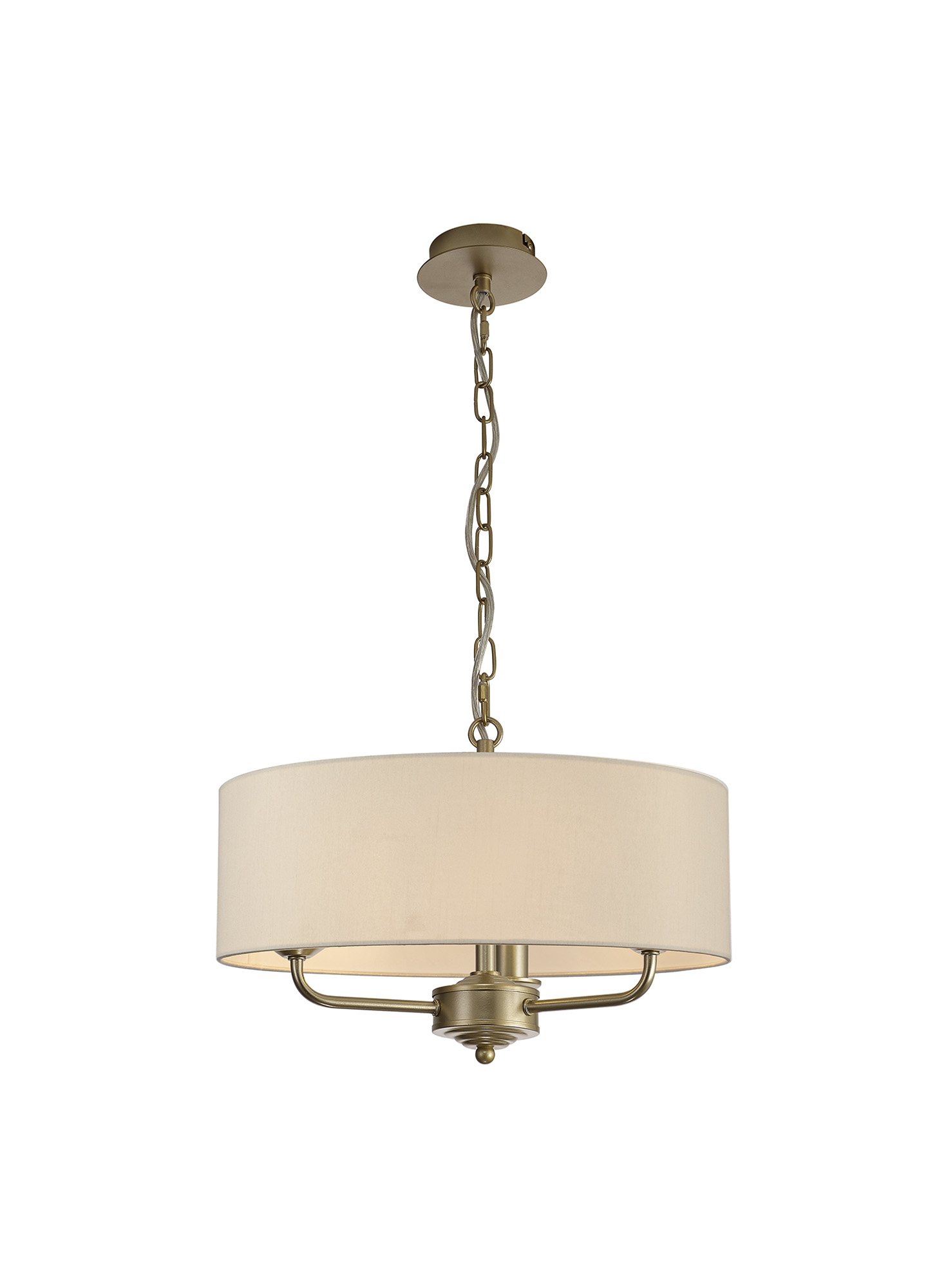 DK0953  Banyan 45cm 3 Light Pendant Champagne Gold, Nude Beige/Moonlight
